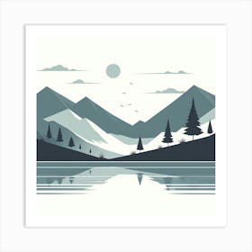 Landscape With Trees And Lake Art Print