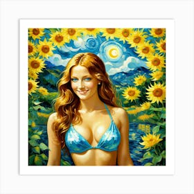 Sunflower Girlgyu Art Print