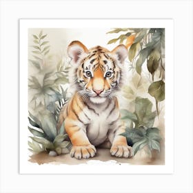 Tiger cub in Jungle 1 Art Print