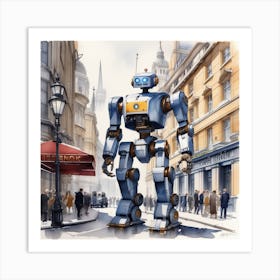 Robot On The Street 50 Art Print