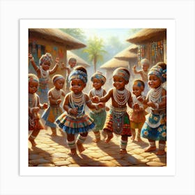 African Children Dancing 1 Art Print