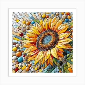 Mosaic Sunflower Art Print