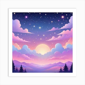 Sky With Twinkling Stars In Pastel Colors Square Composition 114 Art Print