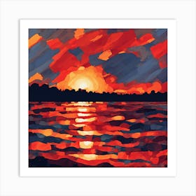 Fiery Sunset Abstract (8) Art Print