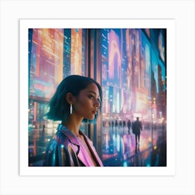 Dreamy And Vibrant Futuristic city Art Print