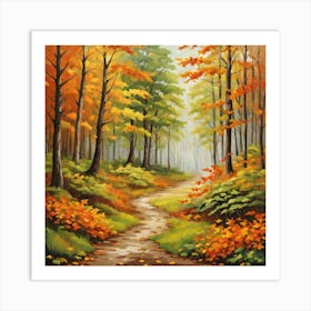 Forest In Autumn In Minimalist Style Square Composition 230 Art Print