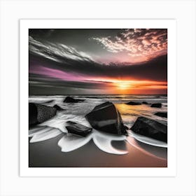 Sunset At The Beach 12 Art Print