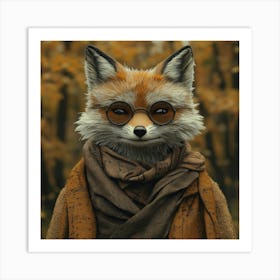 Fox In Glasses Art Art Print