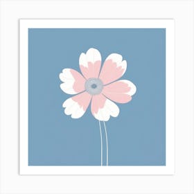 A White And Pink Flower In Minimalist Style Square Composition 610 Art Print