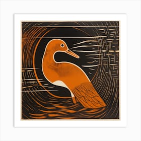 Retro Bird Lithograph Canvasback 1 Art Print