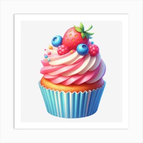 Cupcake With Berries 1 Art Print