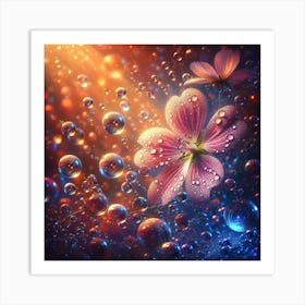 Flower With Bubbles Art Print