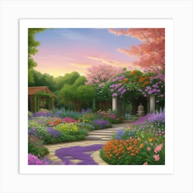 Garden At Sunset Art Print