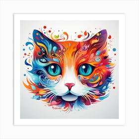 Colourful Cat Art Print