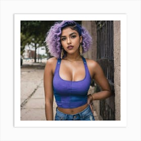 Purple Haired Girl dg Art Print