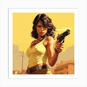 GTA Style Priyanka Chopra With A Gun Art Print