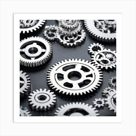 Gears On A Black Background 34 Art Print