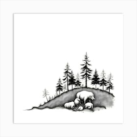 Sheep In The Woods Art Print