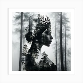 Portrait Of A Woman In The Forest Art Print