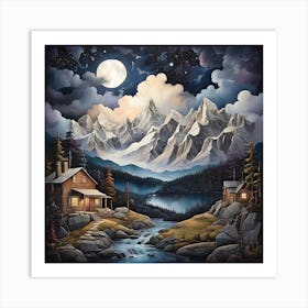 Cabin In The Mountains 1 Art Print