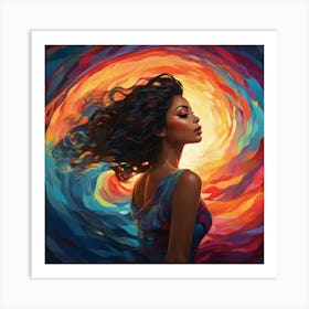 Woman In A Swirl Art Print