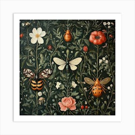 Bees And Flowers Art 5 Art Print