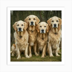 Golden Retriever Dogs Art Print