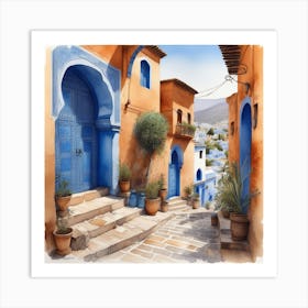 Chefchaouen Watercolor Art Print