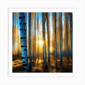 Birch Trees At Sunset 6 Art Print