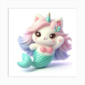 Mermaid Caticorn Art Print