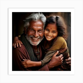 Indian Father And His Daughter Art Print