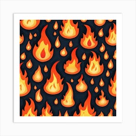 Seamless Pattern With Fire 2 Art Print