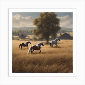 Horses In The Field 22 Art Print