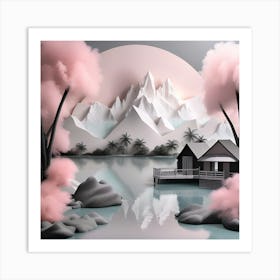 3D Paper Art Textured Landscape Art Print