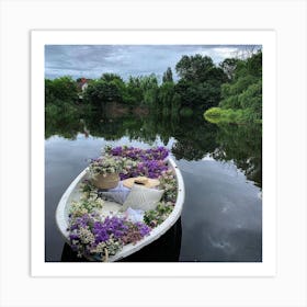 Flowers In A Boat Art Print