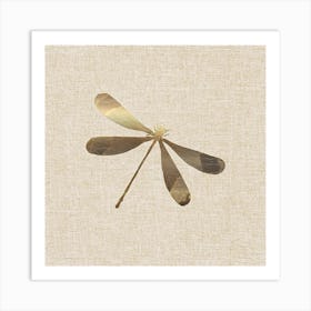 Linen Gold Dragonfly Art Print