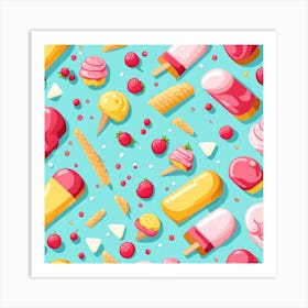 Seamless Pattern With Ice Cream Art Print