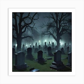 Graveyard At Night 12 Art Print