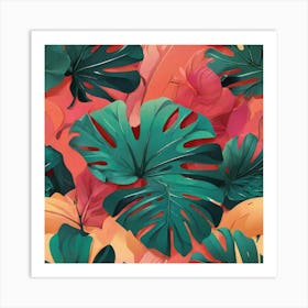 Aesthetic style, Abstraction with tropical leaf 10 Art Print