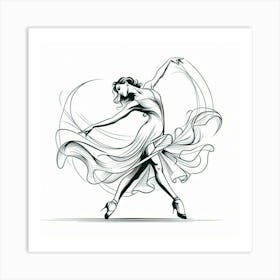 Line Art Latin Dancer Art Print