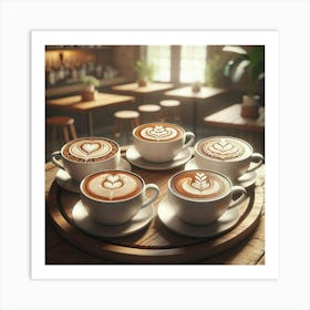 Coffee Cups With Latte Art Art Print