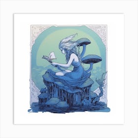 Fairy Sitting On A Mushroom Art Print