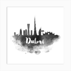 Watercolor Dubai Skyline Art Print