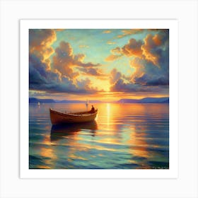 Sunset In A Boat 1 Art Print