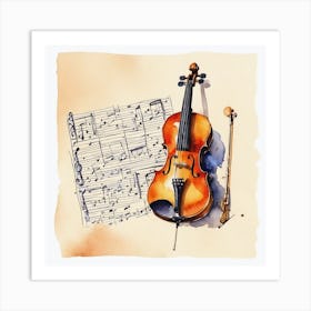 Violin And Music Sheet Art Print