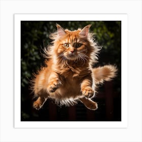 Cat In Flight Jump Art Print