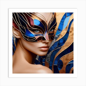 Girl In Masquerade - Stain Glass Inlay - 3 Of 6 Art Print