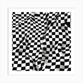 Black And White Checkered Cloth Art Print