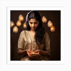 Indian Women In Diwali Art Print