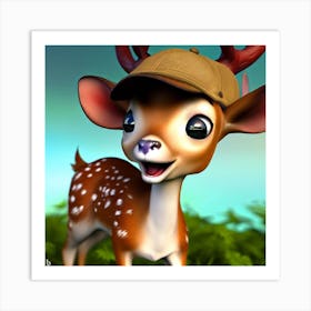 Deer In A Hat Art Print